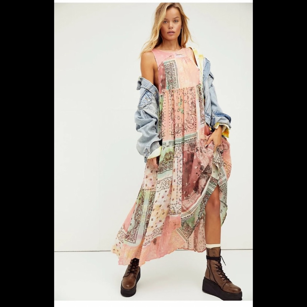 Free People Bandana Rama Dress Size L maxi Gown